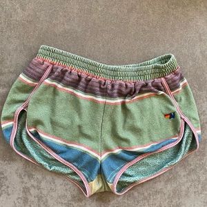 Aviator Nation Tulip Rainbow Jogger Shorts Jungle Green Size XL